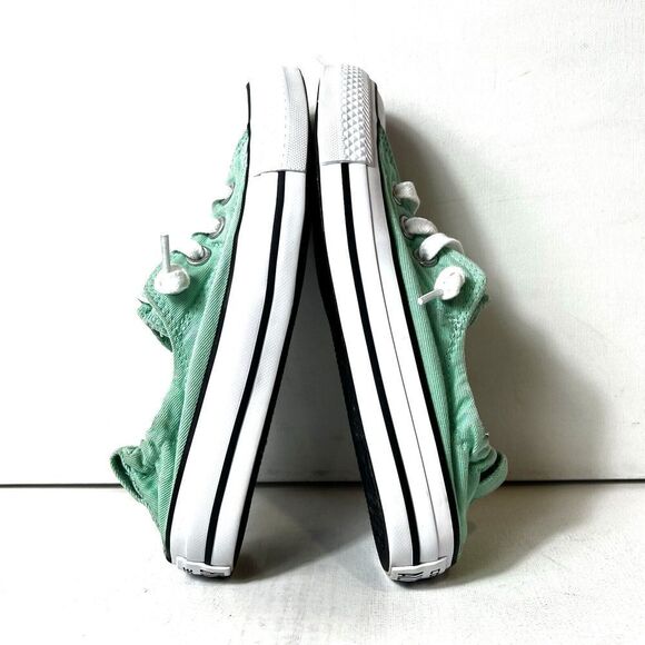 Converse Chuck Taylor All Star Low Top Green Canvas Shoe Women Sz 5 Stretch Back - Picture 5 of 12